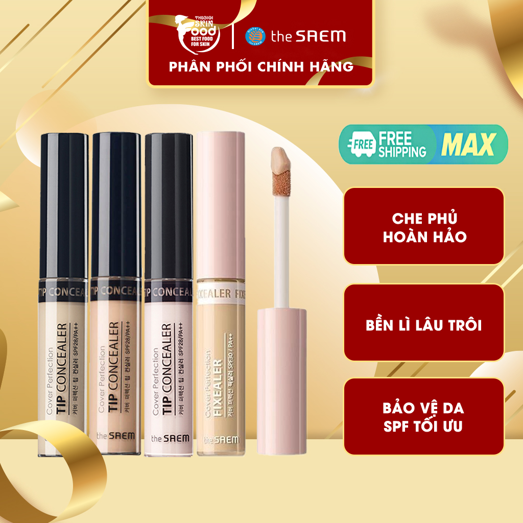 Kem Che Khuyết Điểm Siêu Mỏng, Lâu Trôi The Saem Cover Perfection Fixealer SPF30 PA++ 6.5g
